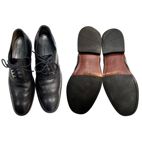 Cole Haan Men\'s Black Leather Wingtip Oxfords Brogues | 9.5 M main image 7